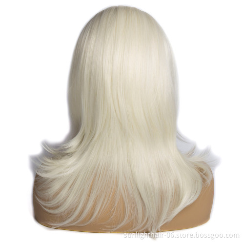 613 Blonde Short Bob premium synthetic wig Glueless Straight Middle Part Hair Wigs Synthetic lace front wig fiber hair